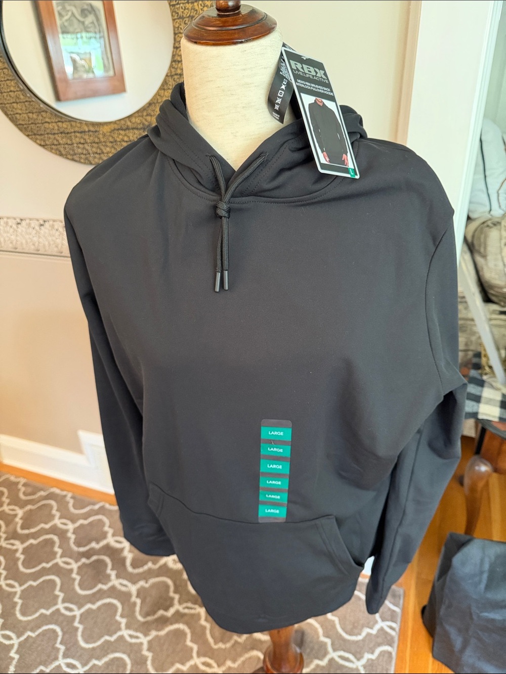 RBX Black Pullover Hoodie with Kangaroo Pocket new with tags